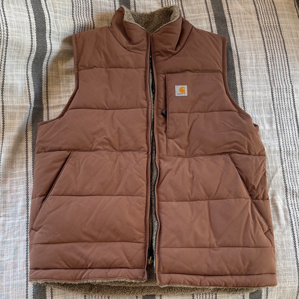 Carhartt Brown Quilted Sherpa Vest (Reversible) NWOT